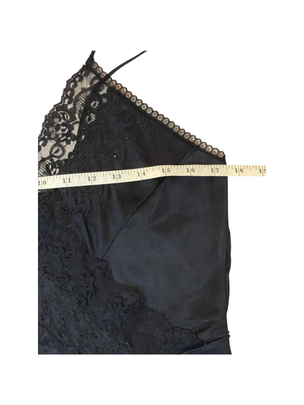 Vintage Private Treasures Black Lace Trim Slip Nightgown Size Medium 1970s - Picture 5 of 14